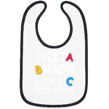 Discover Great Minds Begin At Head Start Funny Teachers Student Bibs