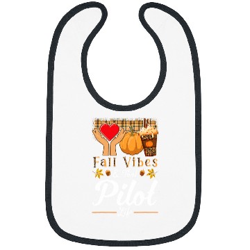 Discover Fall Vibes Pilot Life Pumpkin Spice Latte Coffee Leopard Bibs