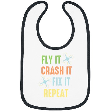 Discover Fly Crash Fix Repeat Drone Pilot Bibs