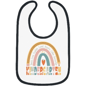 Discover Kindergarten Teacher Groovy Retro Teacher Rainbow Bibs