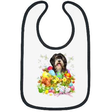 Discover Tibetan Terrier Bunny Dog With Easter Eggs Basket Cool Bibs