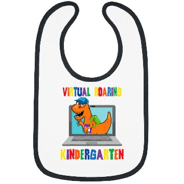 Discover Virtual roaring into kindergarten funny dinosaur student kid Bibs