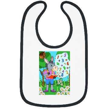Discover Donkey reading a math book Bibs