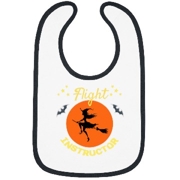 Discover Flight Instructor witch broom bats pilot funny halloween Bibs
