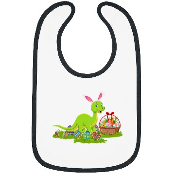 Discover Funny Easter Egg Hunting Bunny Brontosaurus Dinosaur Easter Bibs