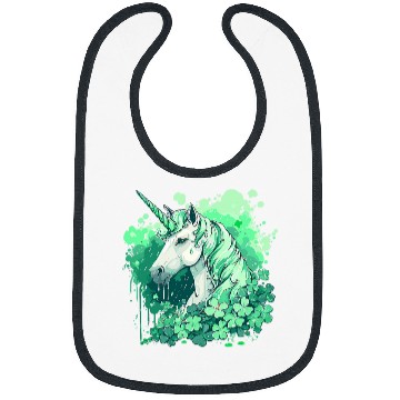 Discover Fantasy Green Clovers Unicorns Design For St Patricks Day Bibs