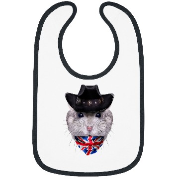 Discover Grey Dwarf Hamster in Cowboy Hat and Union Jack Bandana Bibs