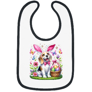 Discover Cute Bunny Beagle Dog Easter Eggs Basket Easter Day Delight Bibs