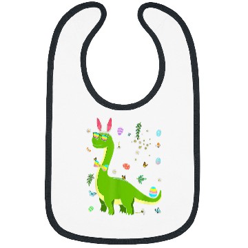 Discover Brontosaurus Bunny Ears Egg Easter Day Dinosaur Dino Kids Bibs