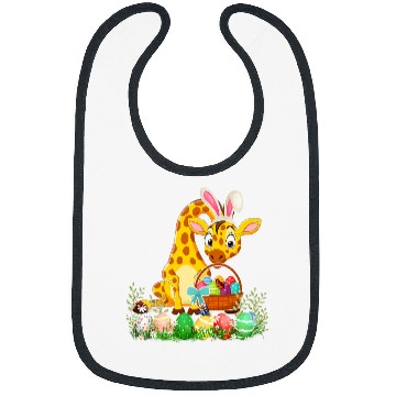 Discover Happy Easter Bunny Giraffe Holding Easter Egg Basket Bibs