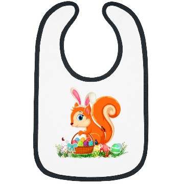 Discover Happy Easter Bunny Squirrel Holding Easter Egg Basket Bibs