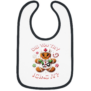 Discover Funny Christmas nurses Gingerbread Man Did You Try Icing It 3 Bibs
