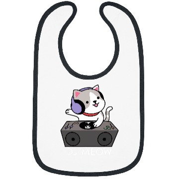 Discover Funny Techno Rave Cat Hause Music DJ MEOW Cat Deejay Kitty Bibs