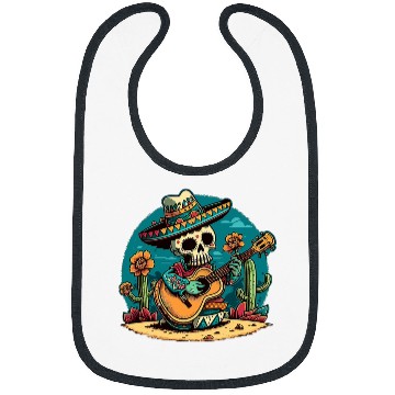 Discover Funny Guitar Cinco De Mayo Sombrero Hat Guitar Flowers Cactus Skull Bibs