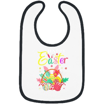 Discover Happy Easter Egg Basket Bunny Ears Bibs