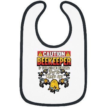 Discover Caution Beekeeper Keep Up Running Funny Gift Bibs