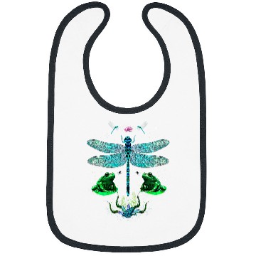 Discover Gothic Dragonfly and Frogs on the Pond with Crystals Toad Bibs