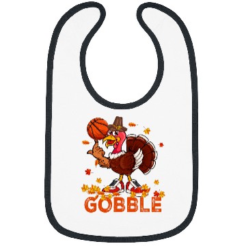 Discover Sport Basketball Vintage Gobble Thanksgiving Turkey Playing Basketball Player Bibs