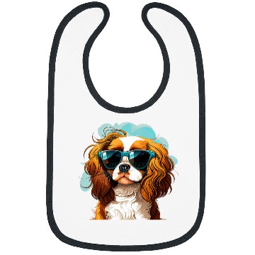 Discover Cavalier Pet Funny Cavalier King Charles Spaniel Cute Cool Sunglasses 3 Bibs