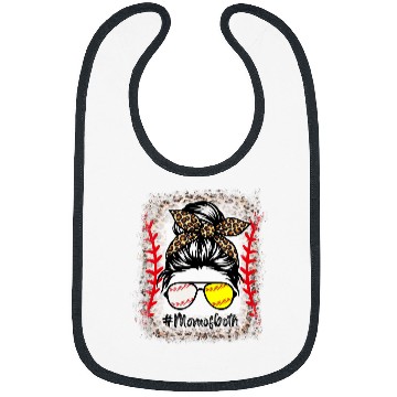 Discover Sport Baseball Bleached Mom of Both Baseball Mom Leopard Messy Bun Player Bibs