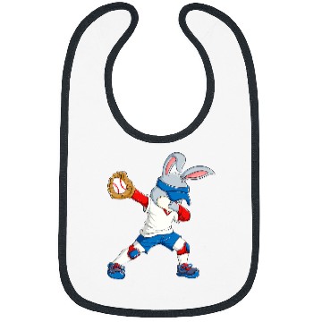 Discover Sport Baseball Dabbings Bunny Easter Day Baseball Catcher Happy Easter Boys Bibs