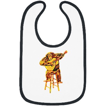 Discover Funny Guitar Lover Chimpanzee Playing Bibs