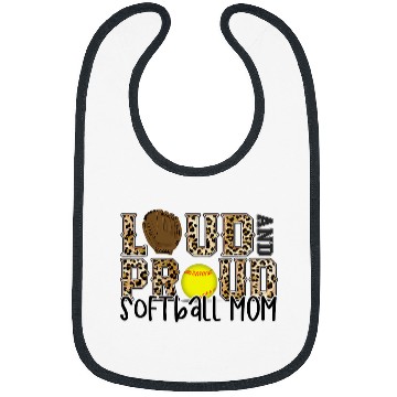 Discover Softball Gift Loud Proud Mom Softball Leopard Print Cheetah Pattern Bibs