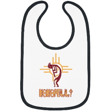 Discover Funny Flute Native American Kokopelli Flute Player Sun Symbol Bibs