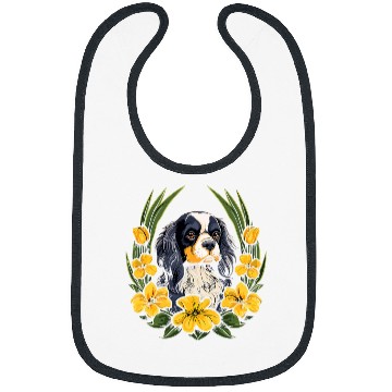 Discover Cavalier King Charles Spaniel Pet with daffodils Bibs