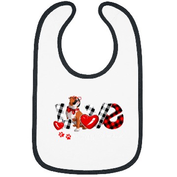 Discover English Bulldog Pet Love English Bulldog Dog buffalo plaids Valentines Day Bibs