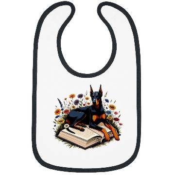 Discover Doberman Pet Reader Doberman Dog Puppy Lover Reading Book Floral Bibs
