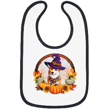 Discover Corgi Pet Dog Fall Autumn Witch Welsh Corgi Halloween Costume Women Kid 472 Bibs