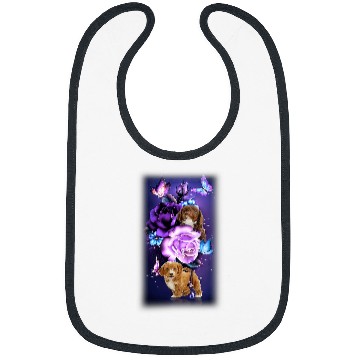 Discover Cockapoo Pet Love Magical Cockapoo Purple Roses Flower Butterfly Bibs