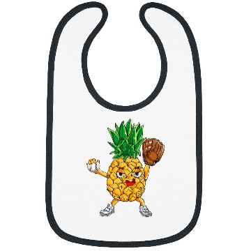 Discover Sport Baseball pineapples Baseball Catcher Pitcher Summer Vacation Bibs