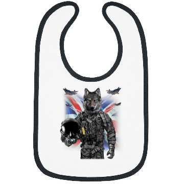 Discover Coyote Mammal as Fighter Jet Pilot Union Jack Bibs