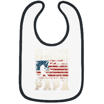 Discover Sport Baseball My Favorite Baseball Player Calls Me Papa American Flag Bibs