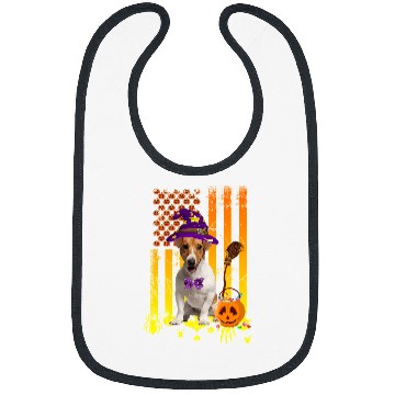 Discover Jack Russell Pet Pumpkin American Flag Halloween Dog 388 Bibs