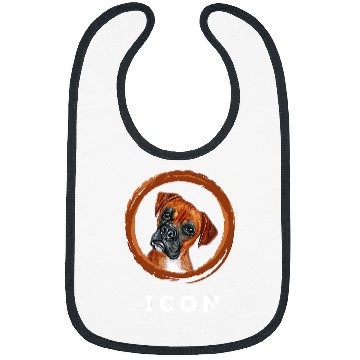 Discover Boxer Pet Cute Face With Funny Icon Caption Bibs
