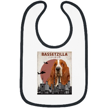 Discover Basset Hound Pet Bassetzilla Basset Hound Dog Giant Monster Japanese Meme Bibs