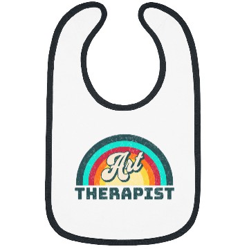 Discover Art Therapist 1960s Groovy Distressed Font Rainbow Bibs