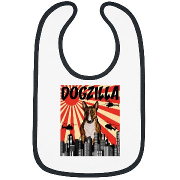 Discover Bull Terrier Pet Funny Retro Japanese Dogzilla Miniature Bibs