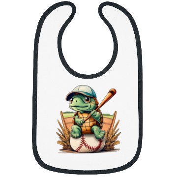 Discover Sport Baseball turtle cute drawing with baseball bat Bibs