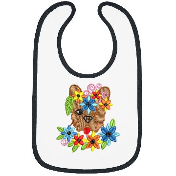 Discover French Bulldog Pet Cute Silly French Bulldog with Flowers embroidered effect Bibs