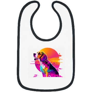 Discover Beagle Pet Synthwave 80s Retrowave Aesthetic Bibs