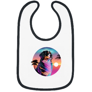 Discover Bernese Mountain Pet Synthwave 80s Retrowave Aesthetic Bibs