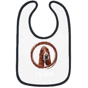 Discover Basset Hound Pet Cute Face With Funny Icon Caption Bibs