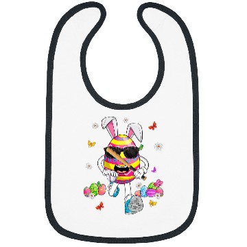 Discover Sport Baseball Funny Easter Egg Playing Baseball Bunny Ears Easter Day Bibs
