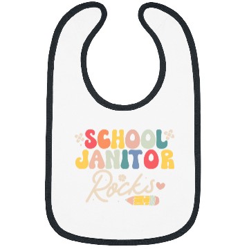Discover School Janitor Rocks Funny Back to School Groovy Bibs