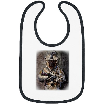 Discover Pug Pet Grumpy as armys Commando in Full Tactical Bibs