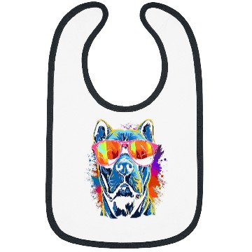 Discover Pitbull Pet Tough Cool Neon Pitbull Puppy Love Dog wearing Sun Glasses 5 Bibs